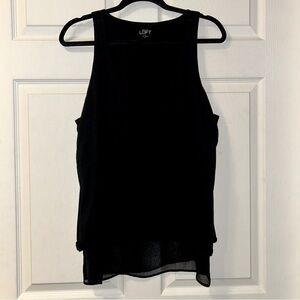 Black Loft Open Cross Back Sheer Underlay Tank Top